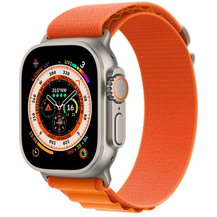 Apple Watch Ultra 49mm Titanium Case with Orange Alpine Loop - Apple Kid